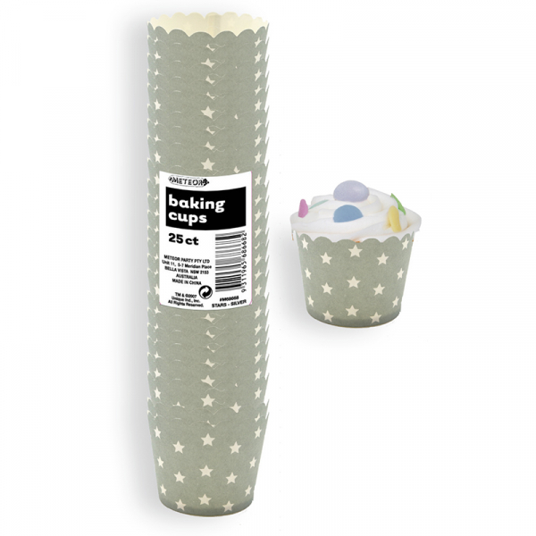 Stars Baking Cups Silver 25PK