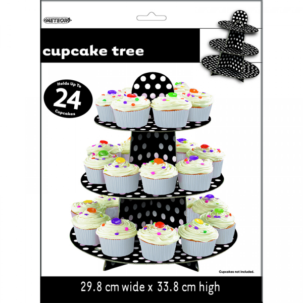 Polka Dots Cupcake Tree Midnight Black