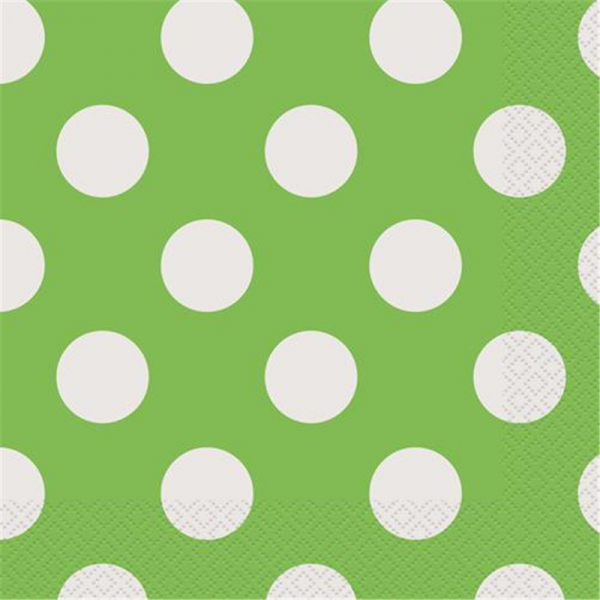 Polka Dots Luncheon Napkins Lime Green 16PK