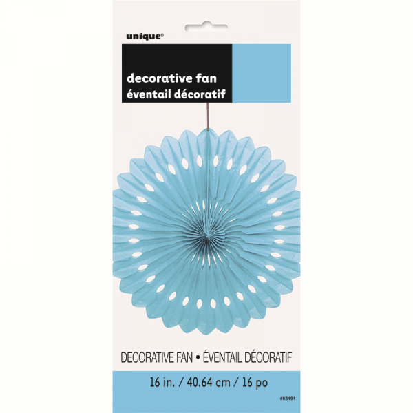 Hanging Decorative Fan 40cm Pastel Blue