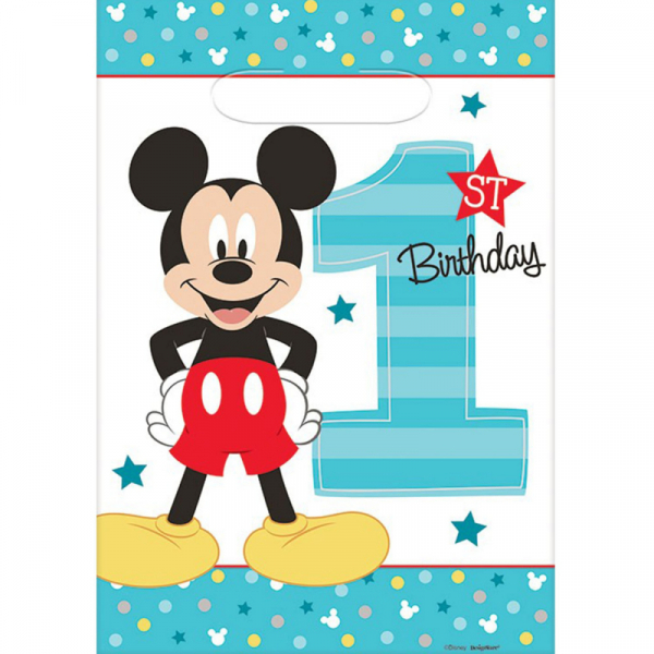 Mickey Fun To Be One Folded Loot Bags 8PK