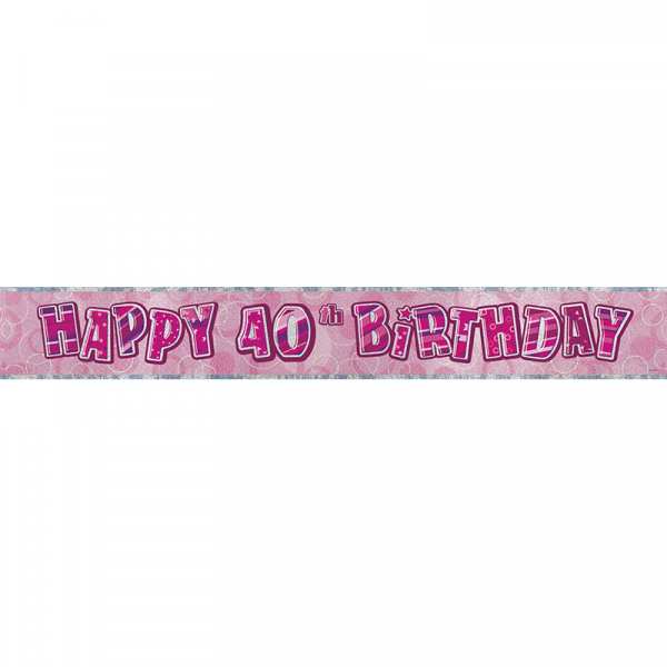 Glitz Birthday Pink Foil Banner 40th