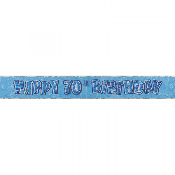 Glitz Birthday Blue Foil Banner 70th