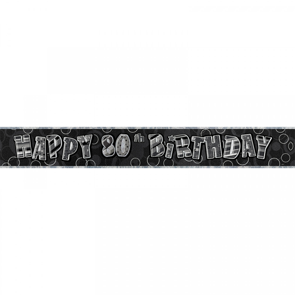 Glitz Birthday Black Foil Banner 80th