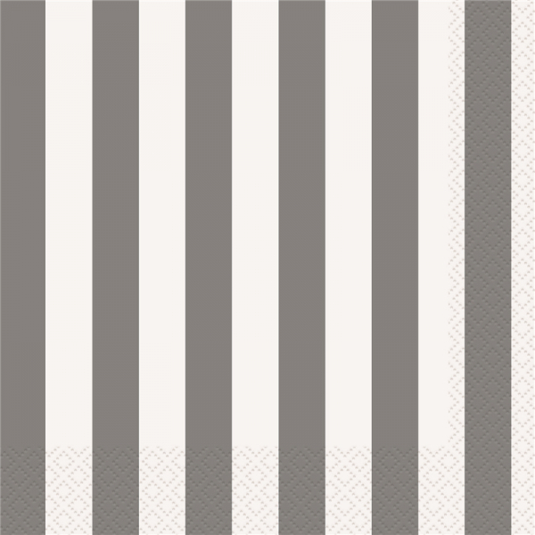 Stripes Silver Beverage Napkins 16PK