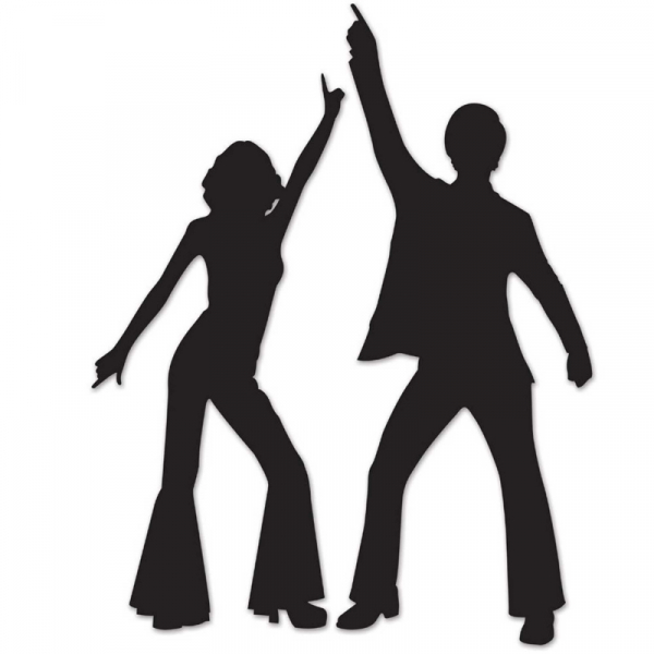 Disco Dancers Black Silhouettes Cutouts 2PK