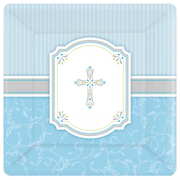 Blessings Blue 26cm Square Plates 8PK