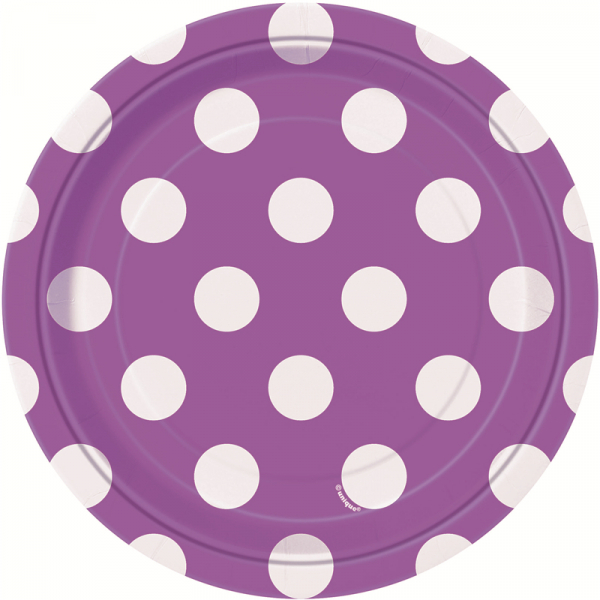 Polka Dots 17cm Plates Pretty Purple 8PK