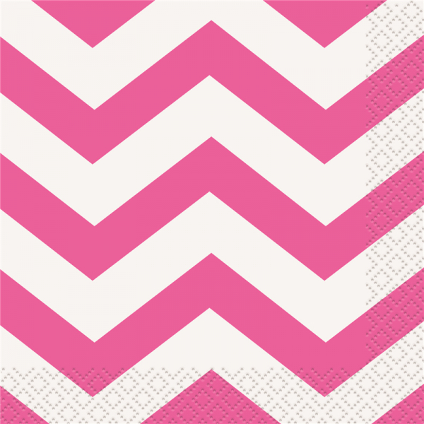 Chevron Beverage Napkins Hot Pink 16PK