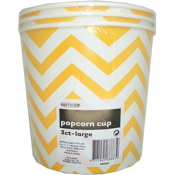 Chevron Popcorn Cup Large Yellow 3PK