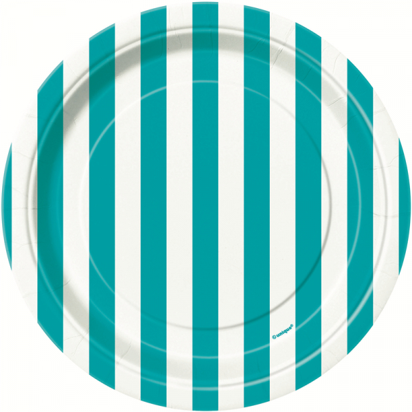 Stripes Teal 18cm Plates 8PK