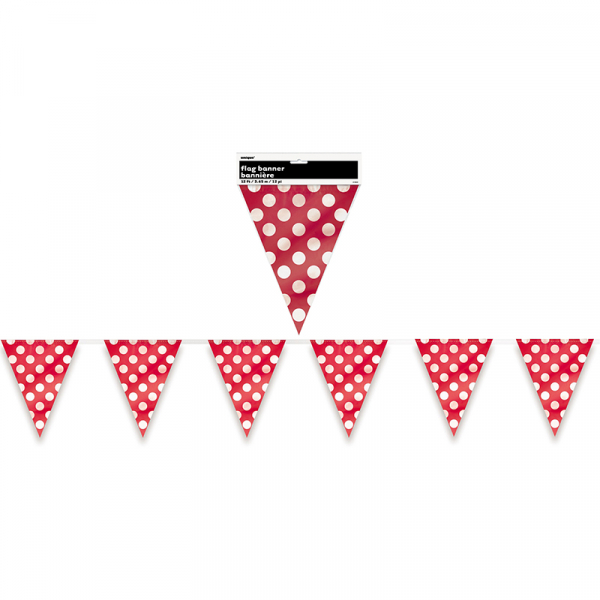 Polka Dots Flag Banner Ruby Red 12PK