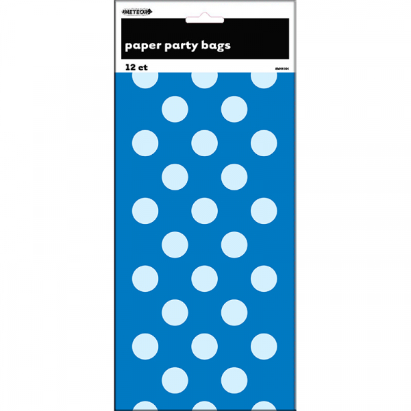 Polka Dots Paper Bags Royal Blue 12PK