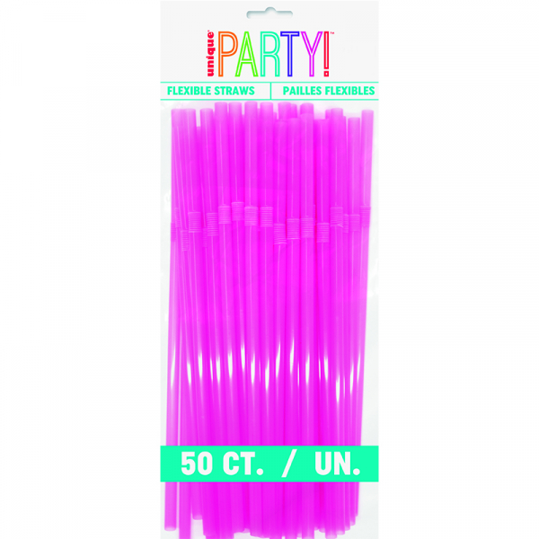 Flexi Straws Hot Pink 50PK