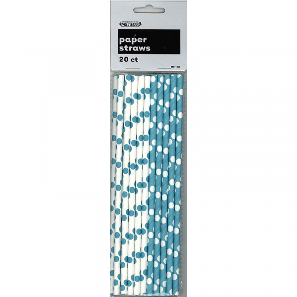 Polka Dots Paper Straws Caribbean Teal 20PK