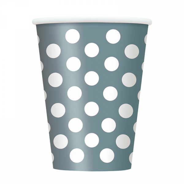 Polka Dots Cups Silver 6PK