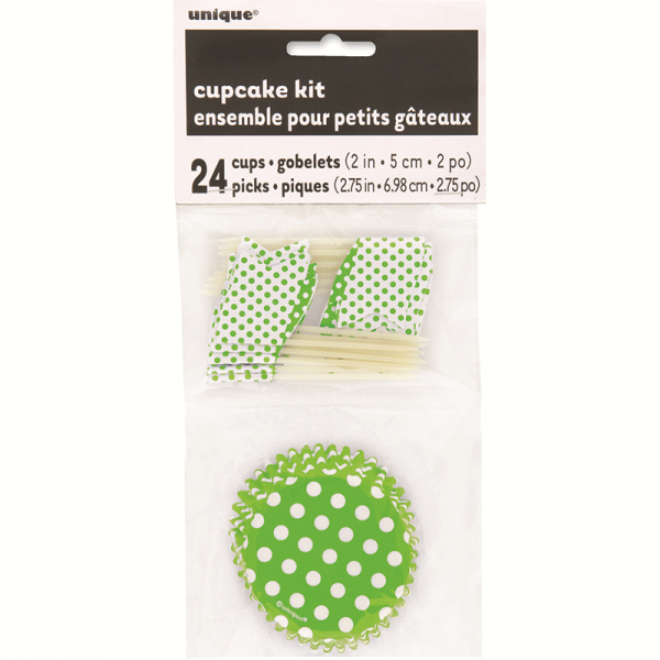 Polka Dots Cupcake Kit Lime Green 48PK