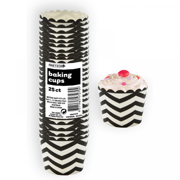 Chevron Baking Cups Black 25PK