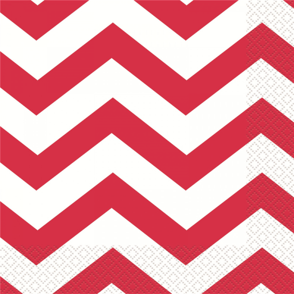 Chevron Beverage Napkins Red 16PK