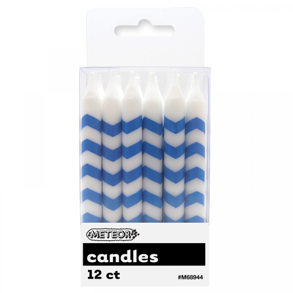 Chevron Candles Royal Blue 12PK