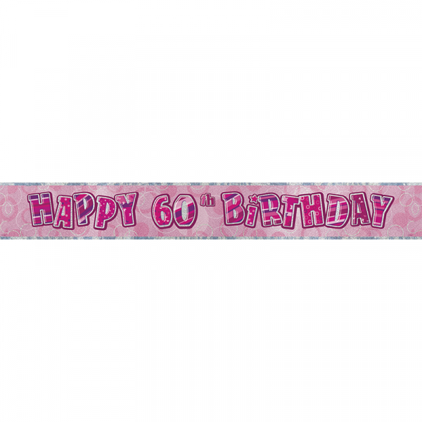 Glitz Birthday Pink Foil Banner 60th