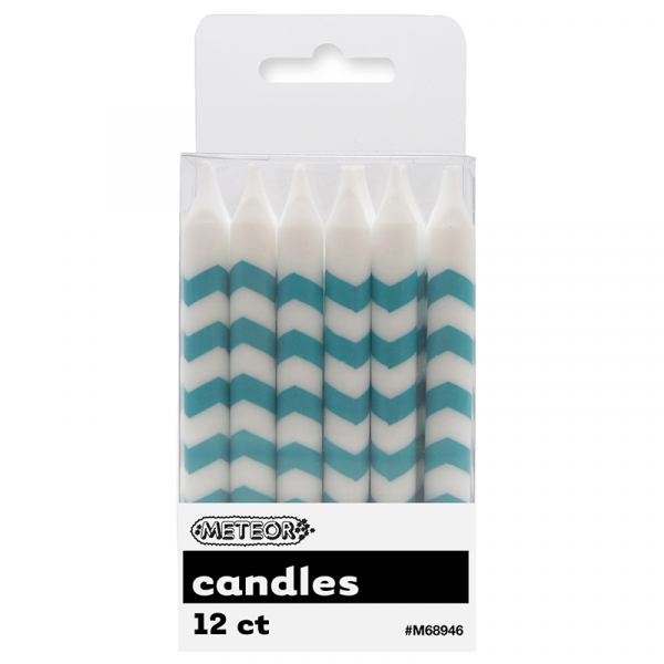 Chevron Candles Teal 12PK