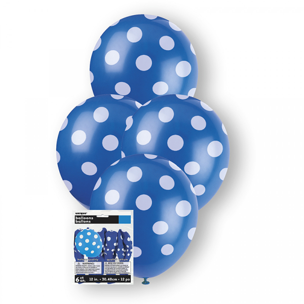 Polka Dots Balloon Royal Blue 6PK