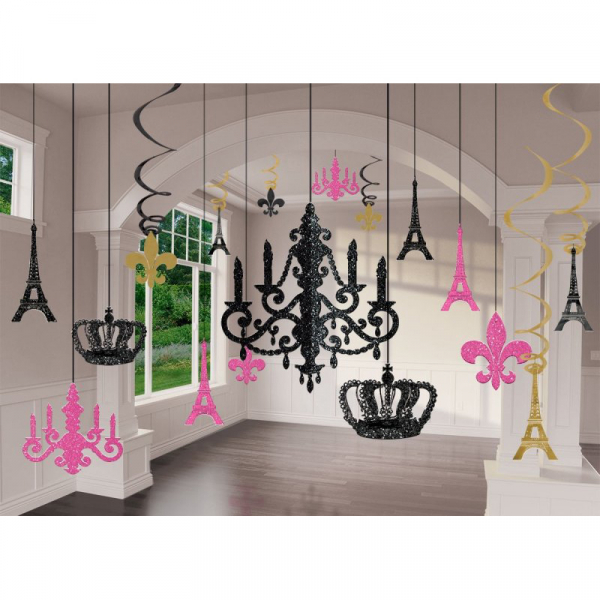 Day In Paris Chandelier Decorating Kit - Glitter 17PK