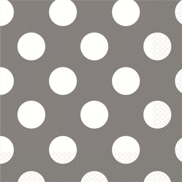 Polka Dots Beverage Napkins Silver 16PK