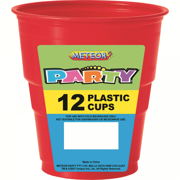 Plastic Cups 270ml Red 12PK