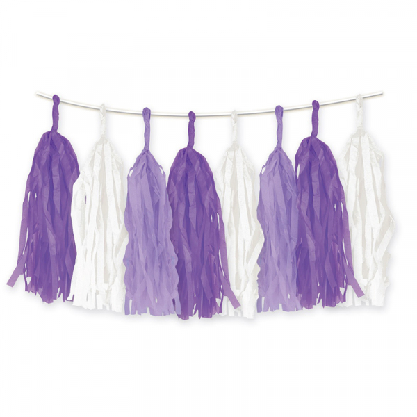 Tassel Garland Purple White 15PK