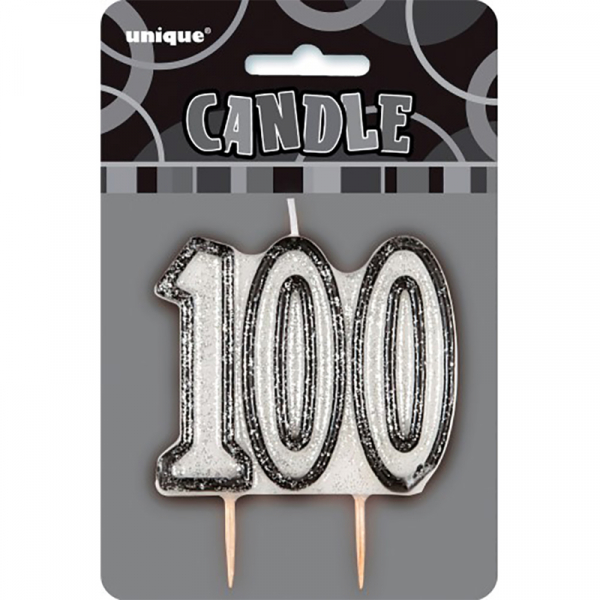 Glitz Birthday Black Numeral Candle 100th