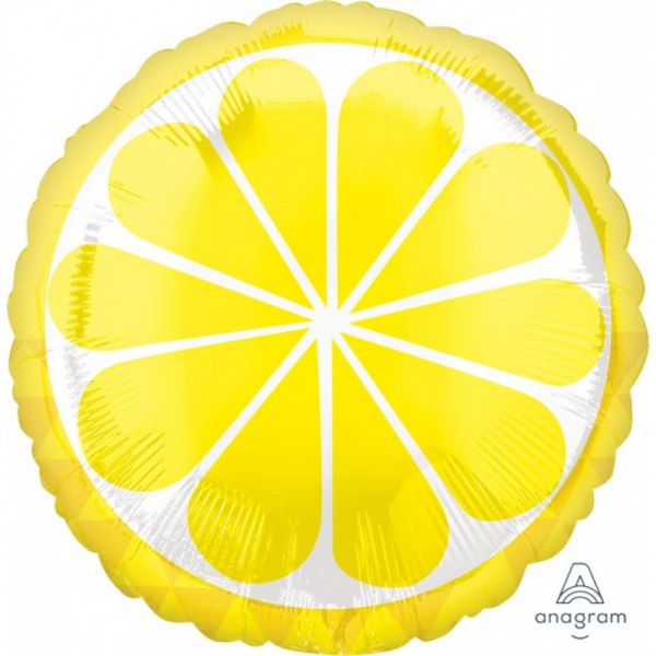 45cm Standard Tropical Lemon Foil Balloon Inflated with Helium