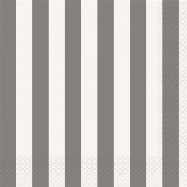 Stripes Silver Luncheon Napkins 16PK