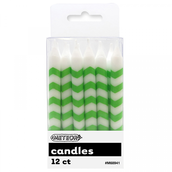 Chevron Candles Lime Green 12PK