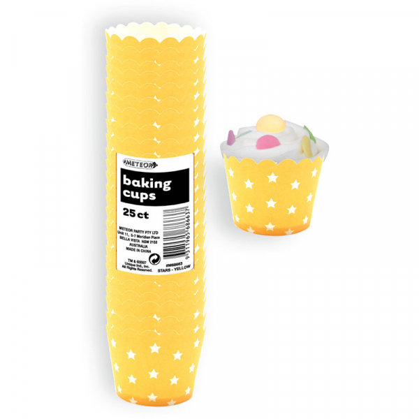 Stars Baking Cups Yellow 25PK