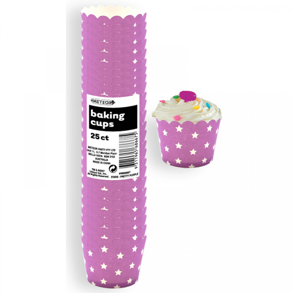 Stars Baking Cups Purple 25PK