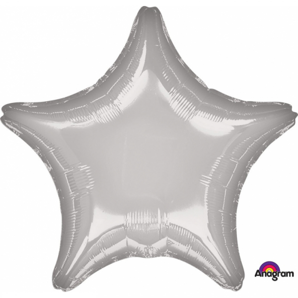 45cm Star Foil Balloon Silver Inflated with Helium