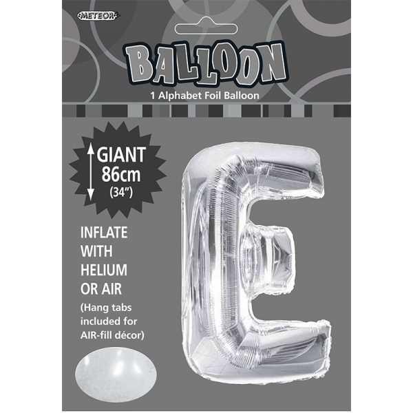 86cm 34 Inch Gaint Alphabet Foil Balloon Silver E
