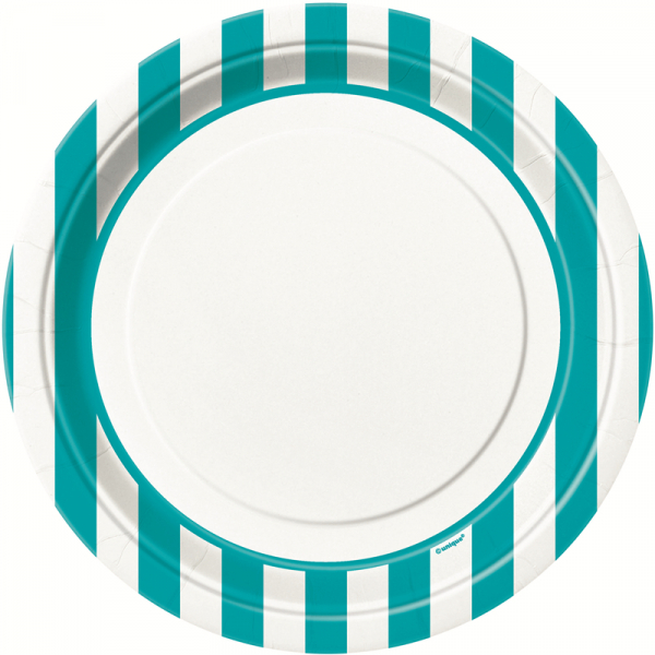 Stripes Teal 23cm Plates 8PK