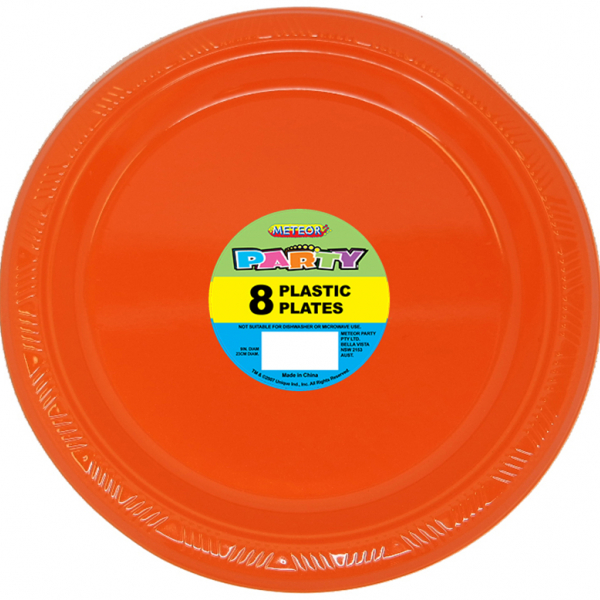 Plastic Around Plates 23cm Orange 8PK