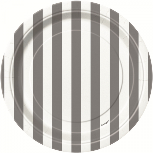 Stripes Silver 18cm Plates 8PK