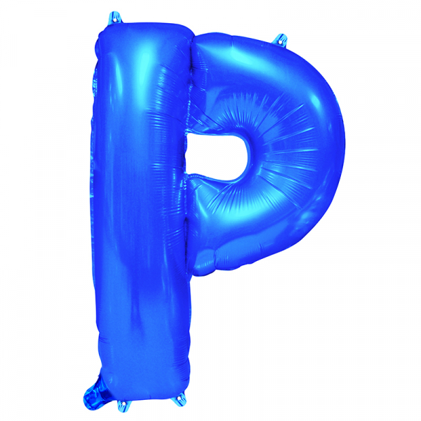 86cm 34 Inch Gaint Alphabet Letter Foil Balloon Royal Blue P Inflated with Helium