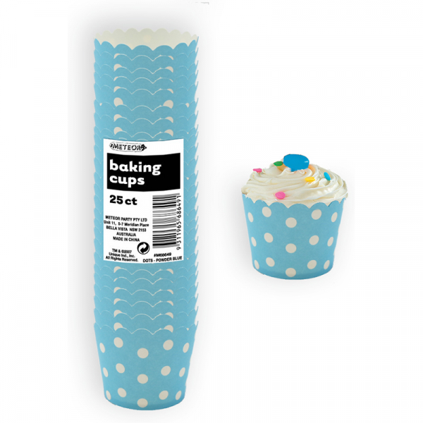 Polka Dots Baking Cups Pastel Blue 25PK