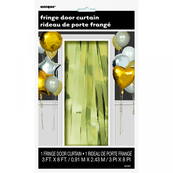 Fringe Door Curtain Metallic Gold