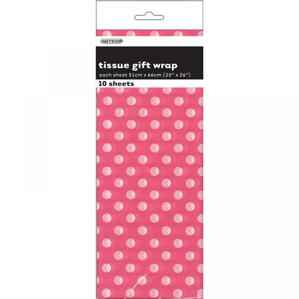 Polka Dots Tissue Sheets Hot Pink 10PK