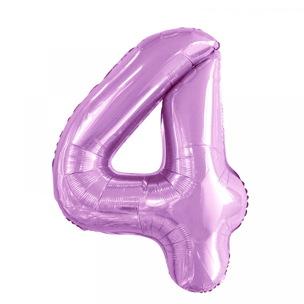 86cm 34 Inch Gaint Number Foil Balloon Pastel Pink 4 Inflated with Helium