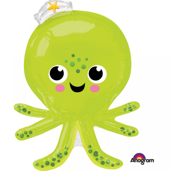 Supershape Silly Octopus Foil Balloon Inflated with Helium