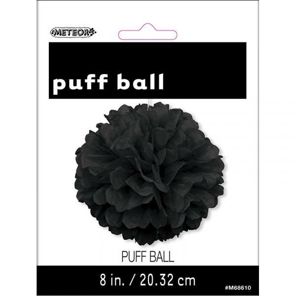 Hanging Puff Ball Decoration 20cm Black