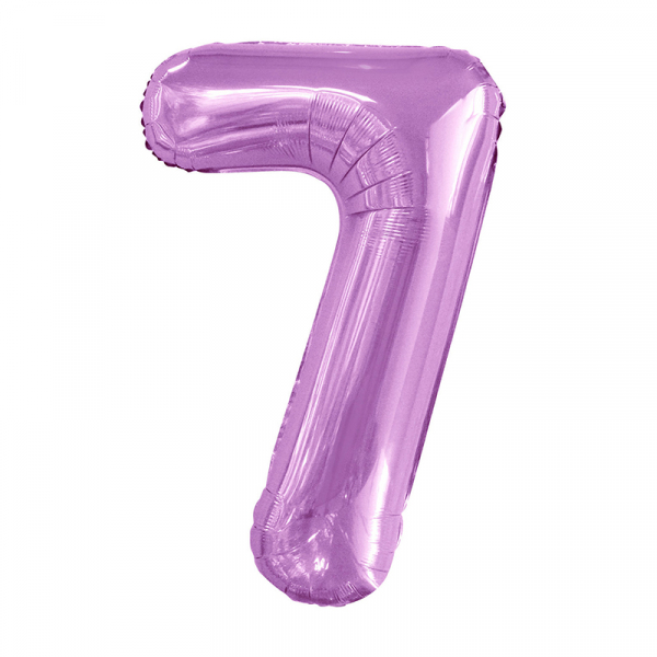 86cm 34 Inch Gaint Number Foil Balloon Pastel Pink 7 Inflated with Helium